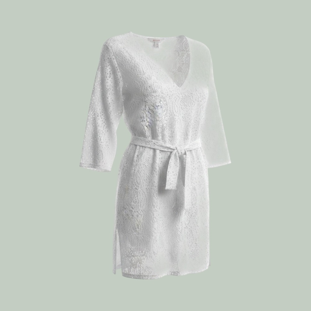 NWT Merona White sheer swim pull over bathing cover dress size XL Tie